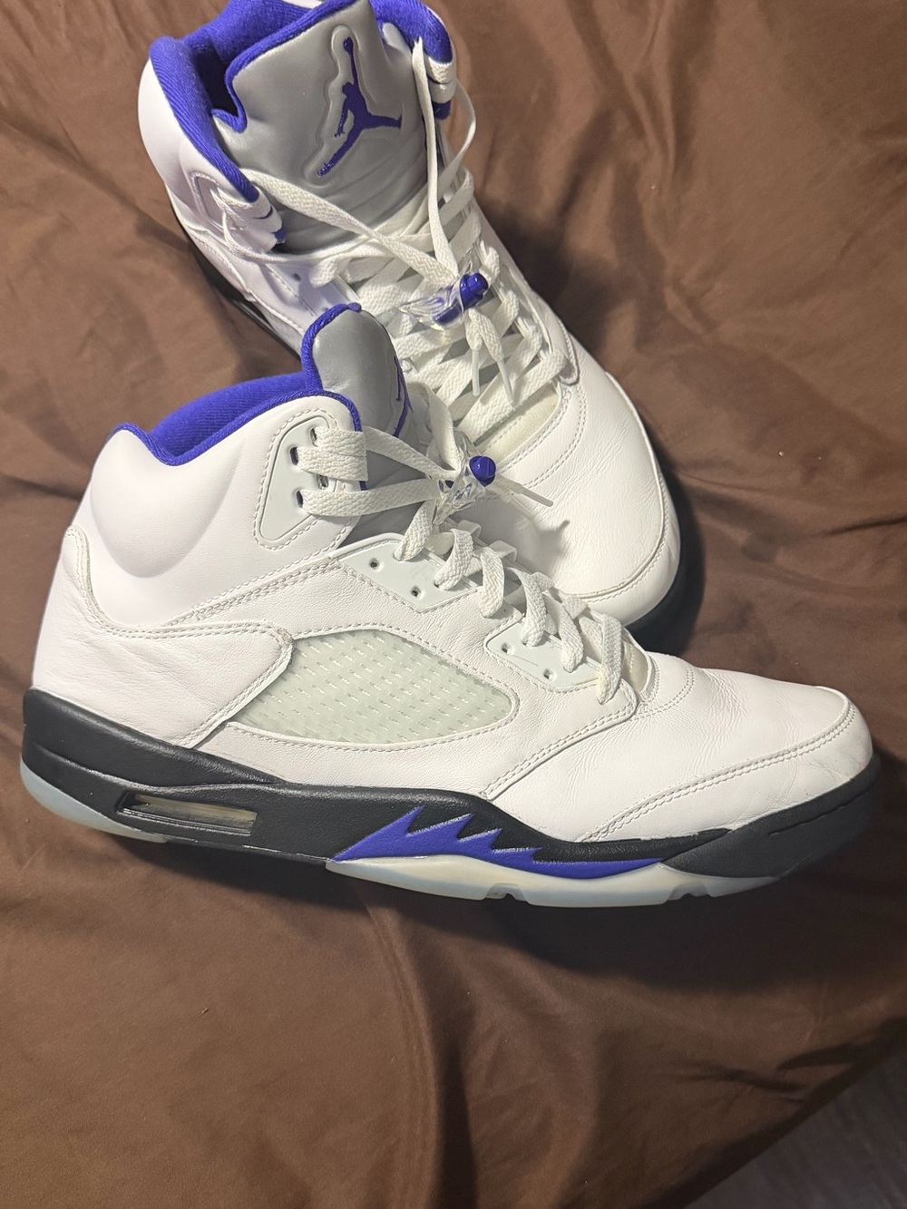 Jordan White and Purple Men's Basketball Sneakers
